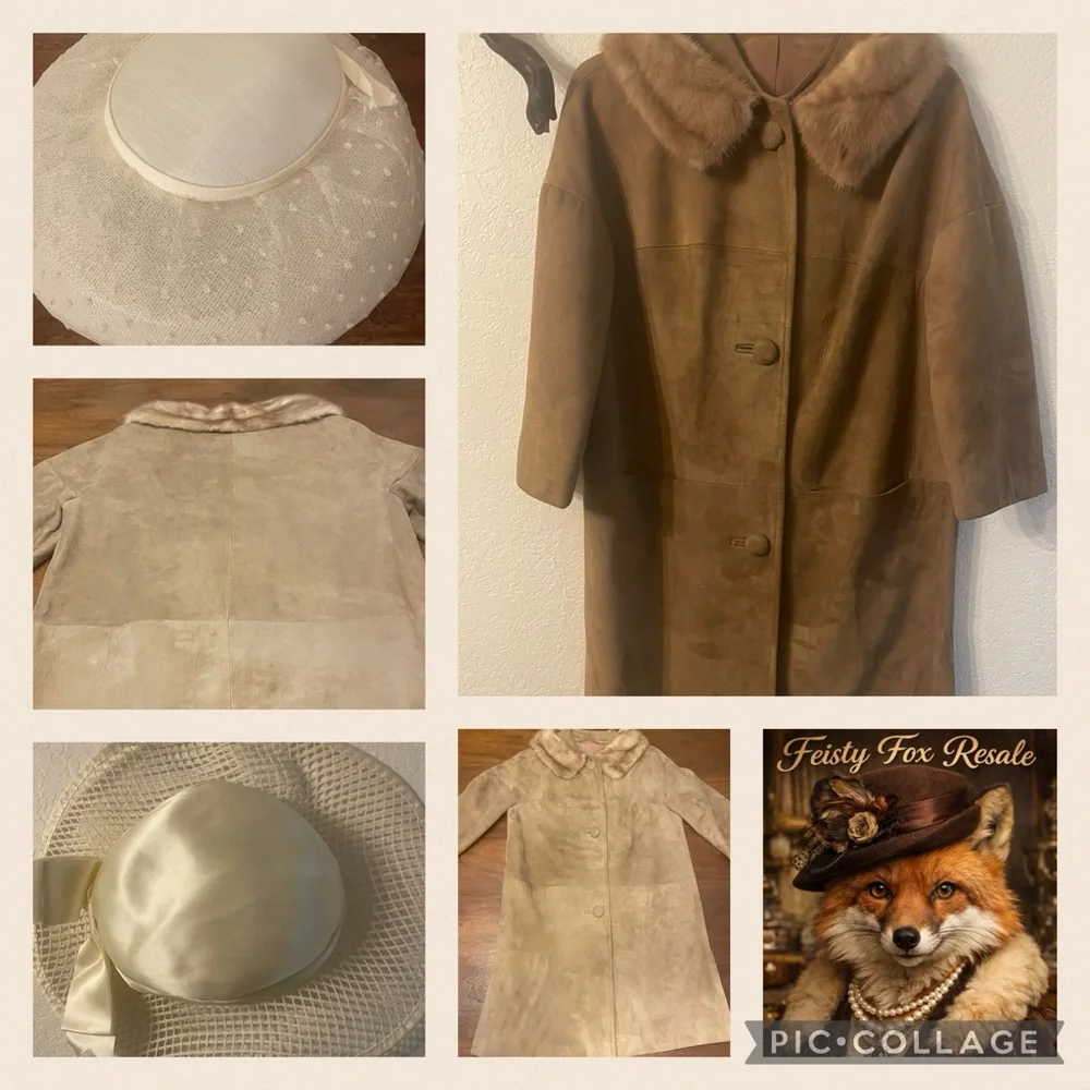 Elegant Tan Suede Coat with Faux Fur Collar - Picture 11 of 16